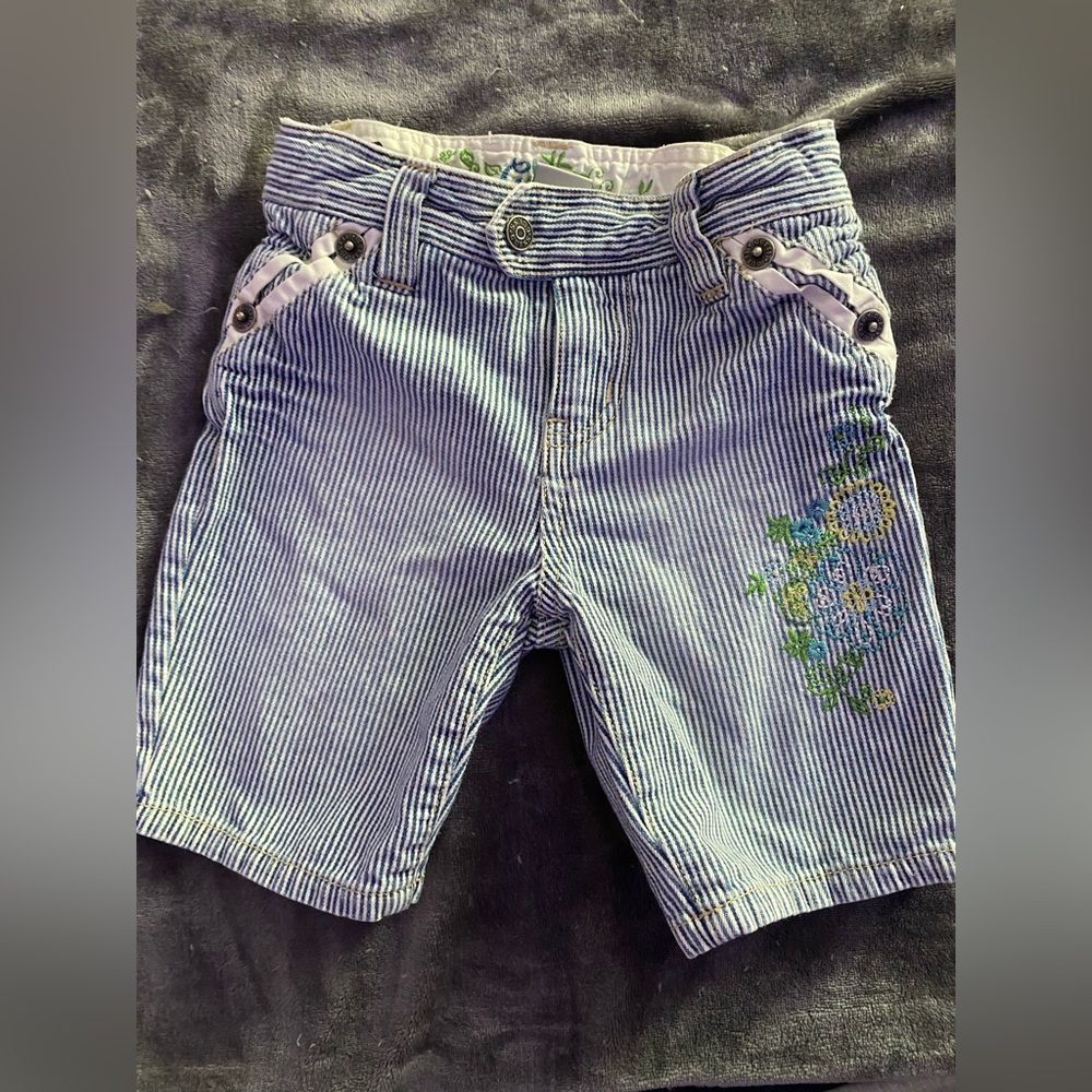 Guess 4T Floral Blue stripped Jeans with Pockets and accents